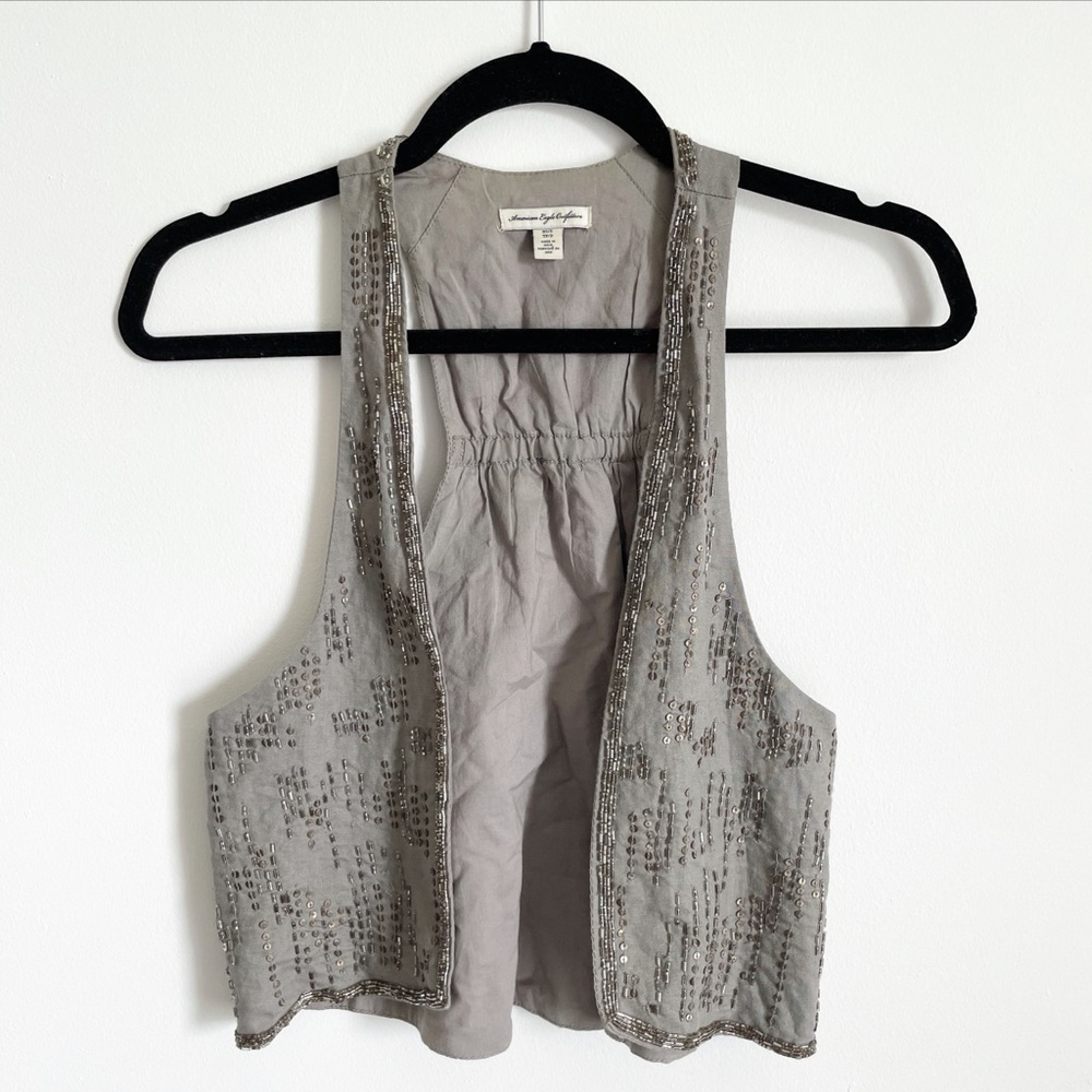 Sparkly grey sequin vest